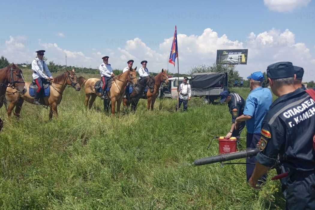 Конные казачьи патрули следят за соблюдением пожарной безопасности